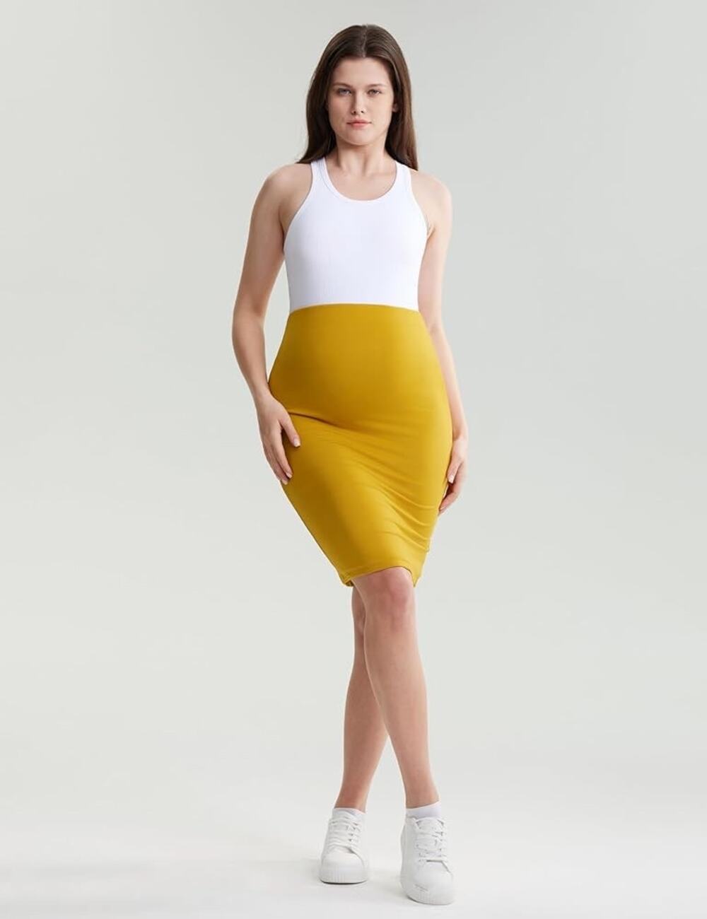 Maternity Skirt Over The Belly Midi High Waisted Medium